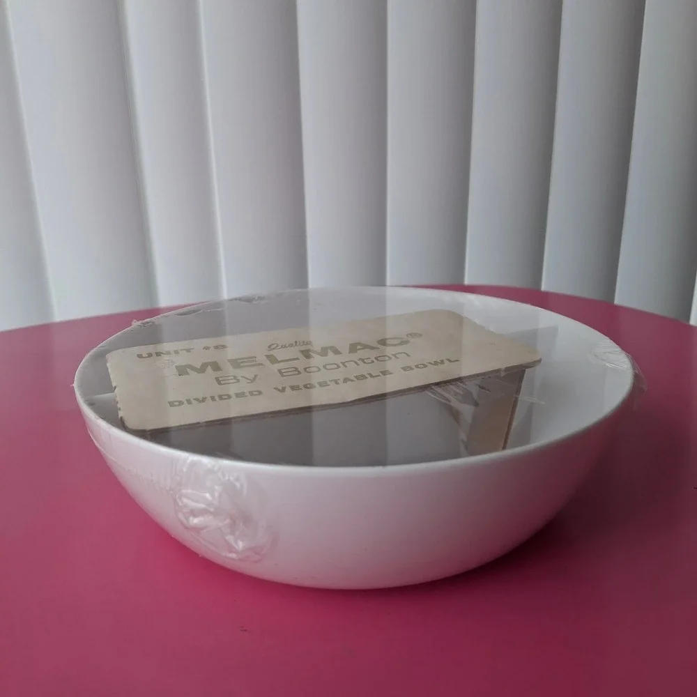 Boonton Melmac Vintage White Divided Vegetable Serving Bowl Unit 8 New Sealed